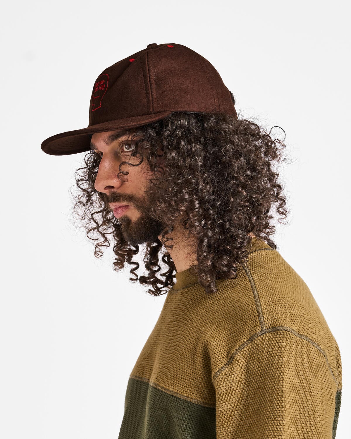 Brain Dead Flannel Classic Logohead 6 Panel Hat | W24HO1004729-bro